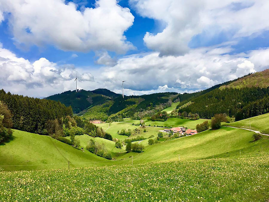 Mühlenbach Landschaft Sicht auf den Jungbauernhof